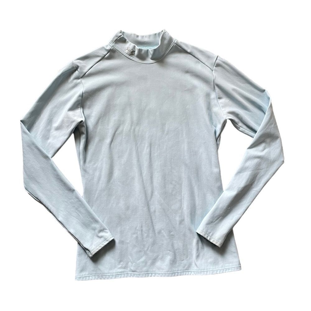 UNDER ARMOUR Coldgear Mock Neck Long Sleeve Shirt Light Blue Size XL